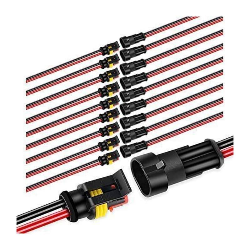⚒️18 AWG Waterproof Male/Female Electrical Connectors—Suitable for truck, motorcycle, marine, and other wire connections.