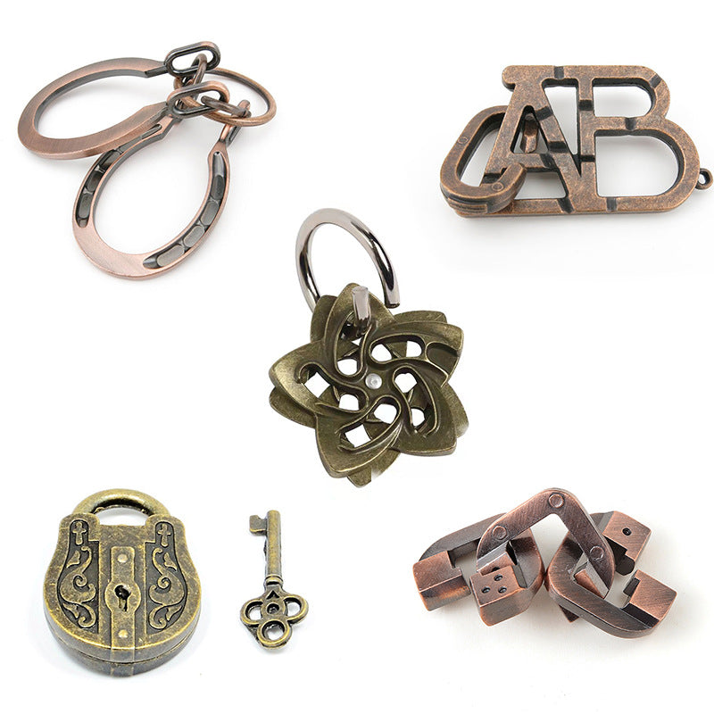 Jumbo Metal Brain Teaser Puzzles for Adults - 4 Pack Challenging 3D Mind Games