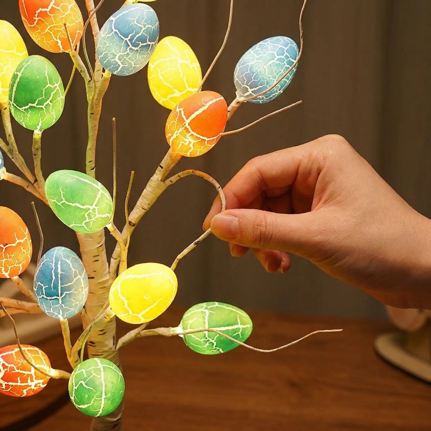 🌳Lighted Birch Egg Tree with 24 Colorful Eggs (2 FT)💡Brighten Your Easter & Spring