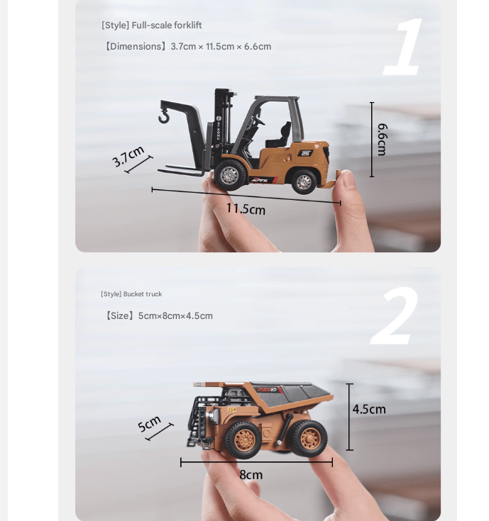 🚜 1:64 Premium Alloy Mini RC Construction Set – Forklift, Excavator & Dump Truck