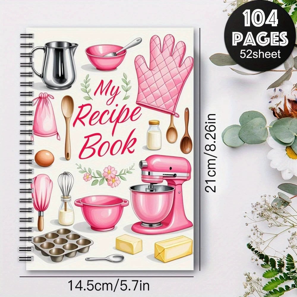 š„Durable Spiral My Cookbook Notebook Illustrated Kitchen Tools Creative Warmth