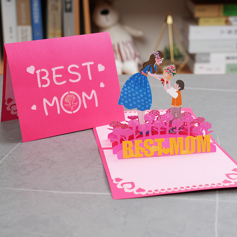 2026 Mother’s Day 3D Pop-Up Greeting Card – Elegant Foil Stamped Love Card for Mom