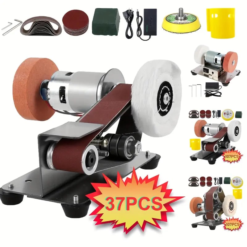 3-in-1 Mini Belt Sander Kit 🛠️ | 7-Speed Adjustable Desktop Polisher for Metal & Wood ✨