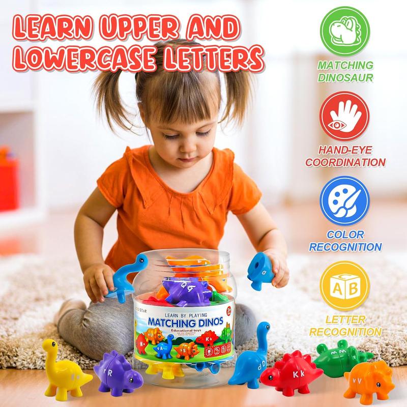 Matching Dinos – 26-Piece ABC Dinosaur Alphabet Learning Set for Toddlers