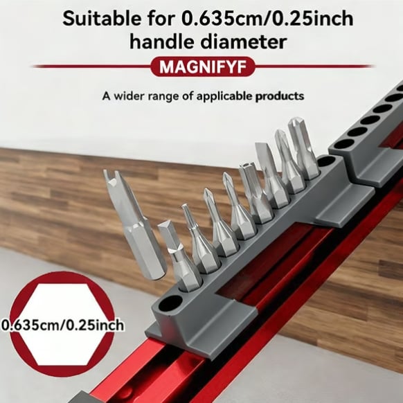 Pro-Series Aluminum Magnetic Hex Bit Organizer | 40-Slot 1/4" Drive Holder