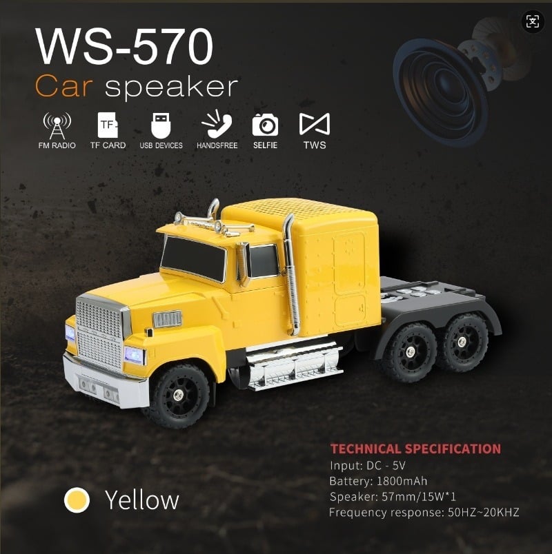 🔥LAST DAY ONLY 49% OFF🔥🚚WSTER WS-570 Big Truck Model Bluetooth Speaker with USB TF Card AUX FM Radio TWS Pairing