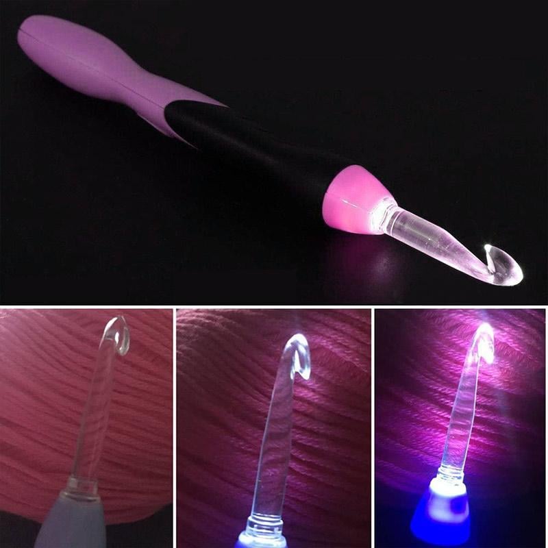 Crochet hooks with LED light, 11 pieces