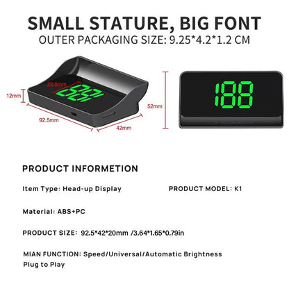 🏆🚗 Head-Up Display Car GPS Digital Speedometer – HUD for Cars, Trucks & Motorcycles