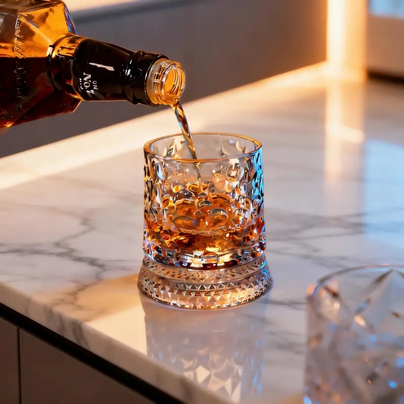 ✨ 360° Spinning Crystal Glass – Luxury Star-Cut Barware