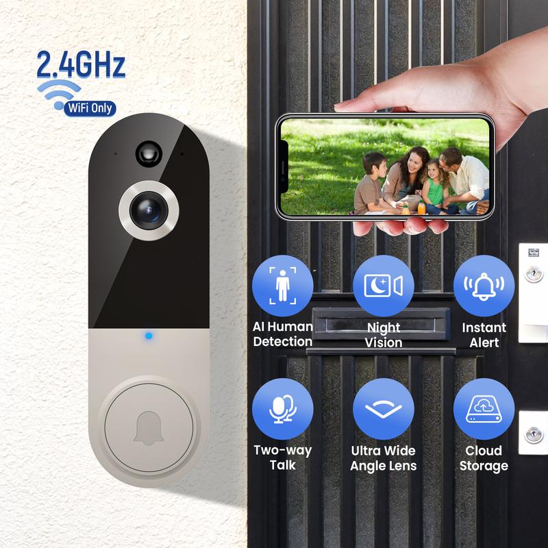 Wireless Doorbell Camera, Smart WiFi Video Doorbell