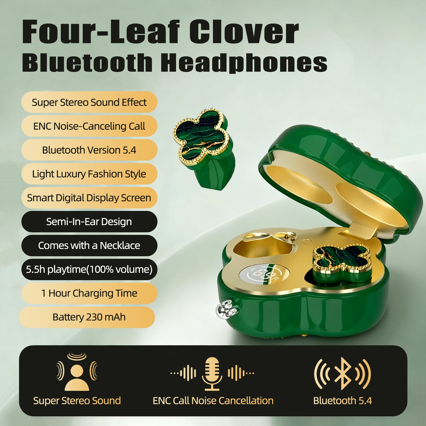 Four-Leaf Clover Bluetooth Headphones