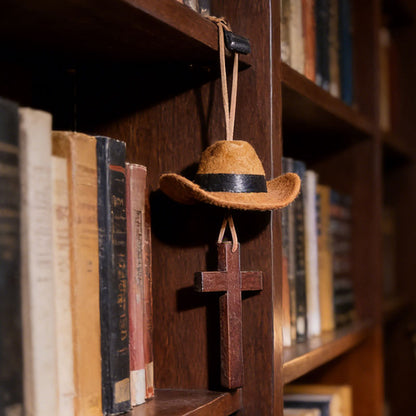 🤠Cowboy Hat & Cross Car Charm | A Ride with Style & Faith 🚗✨