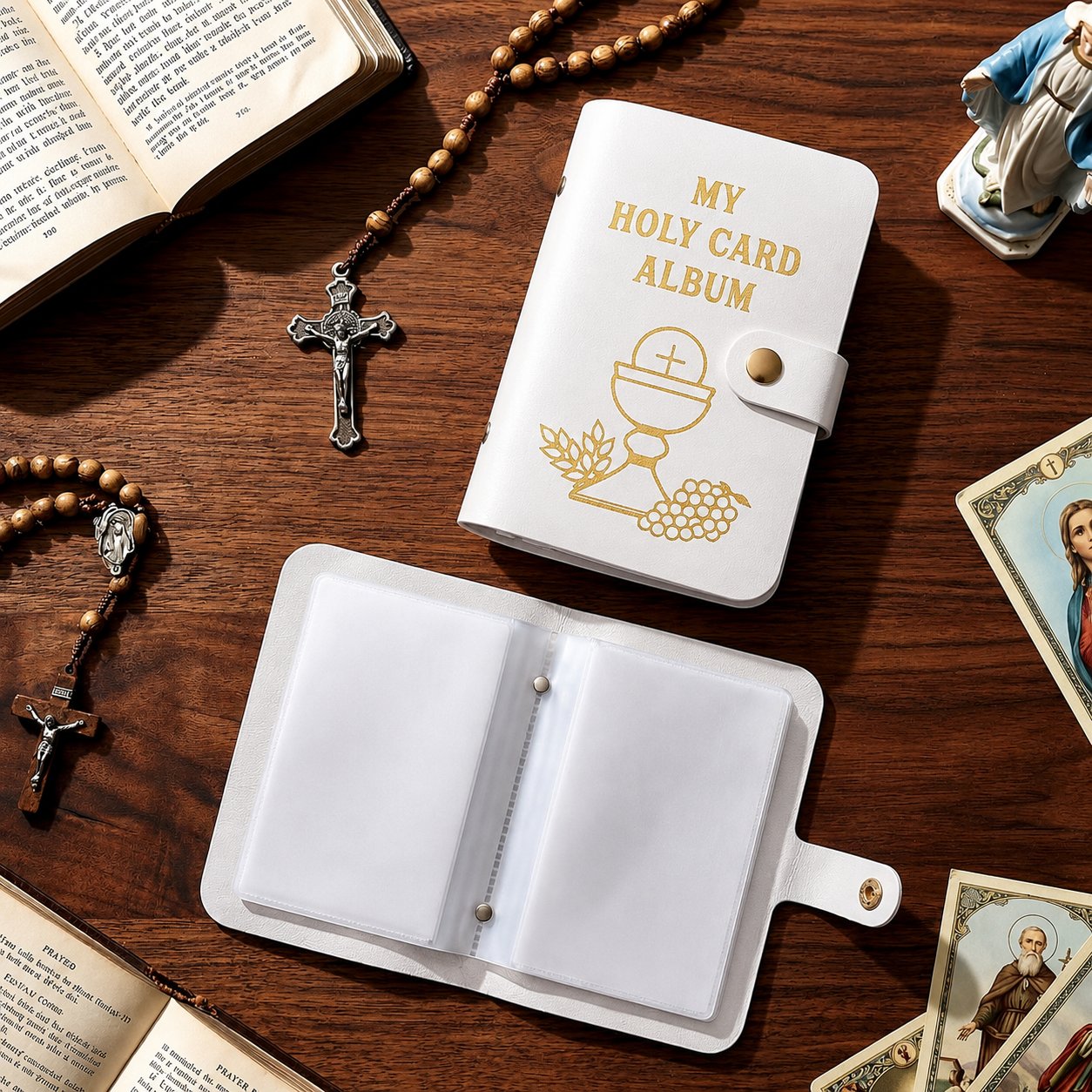 🙏 Genuine Leather Holy Card Holder – Compact Catholic Prayer Card Wallet for Church & Daily Prayer✝️