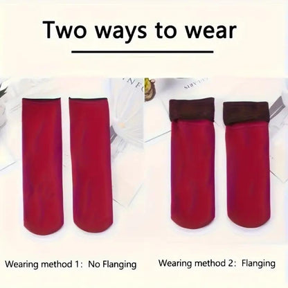 5 pairs of thick fleece-lined, warm, self-heating snow socks