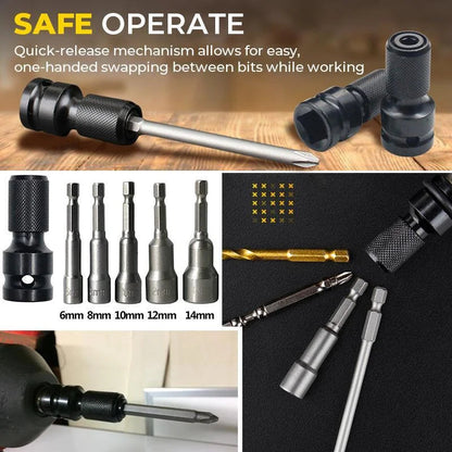 💥 1/4" Hex Shank Socket Converter – 1/2" to 1/4", Quick Release ⚙️