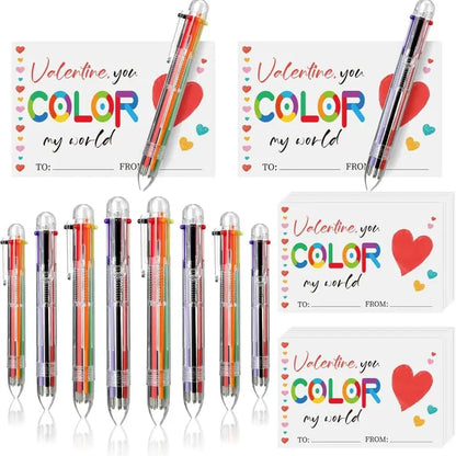 💞Valentine's Day Gifts Set: Multicolor Ballpoint Pen and Shaped Card Cards - Exchange Gift for Student🎁
