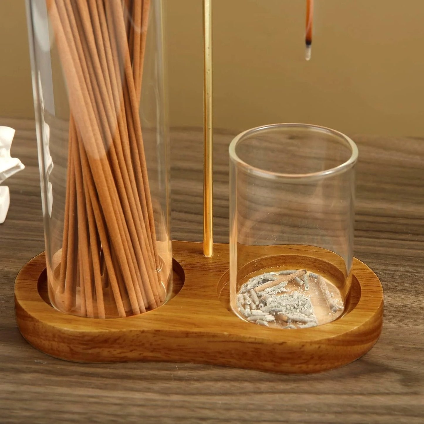 2-in-1 Glass Incense Holder and Sticks Organizer