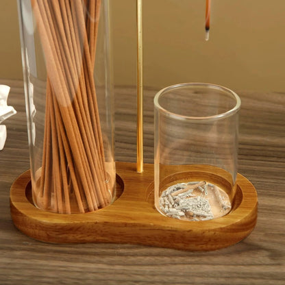 2-in-1 Glass Incense Holder and Sticks Organizer