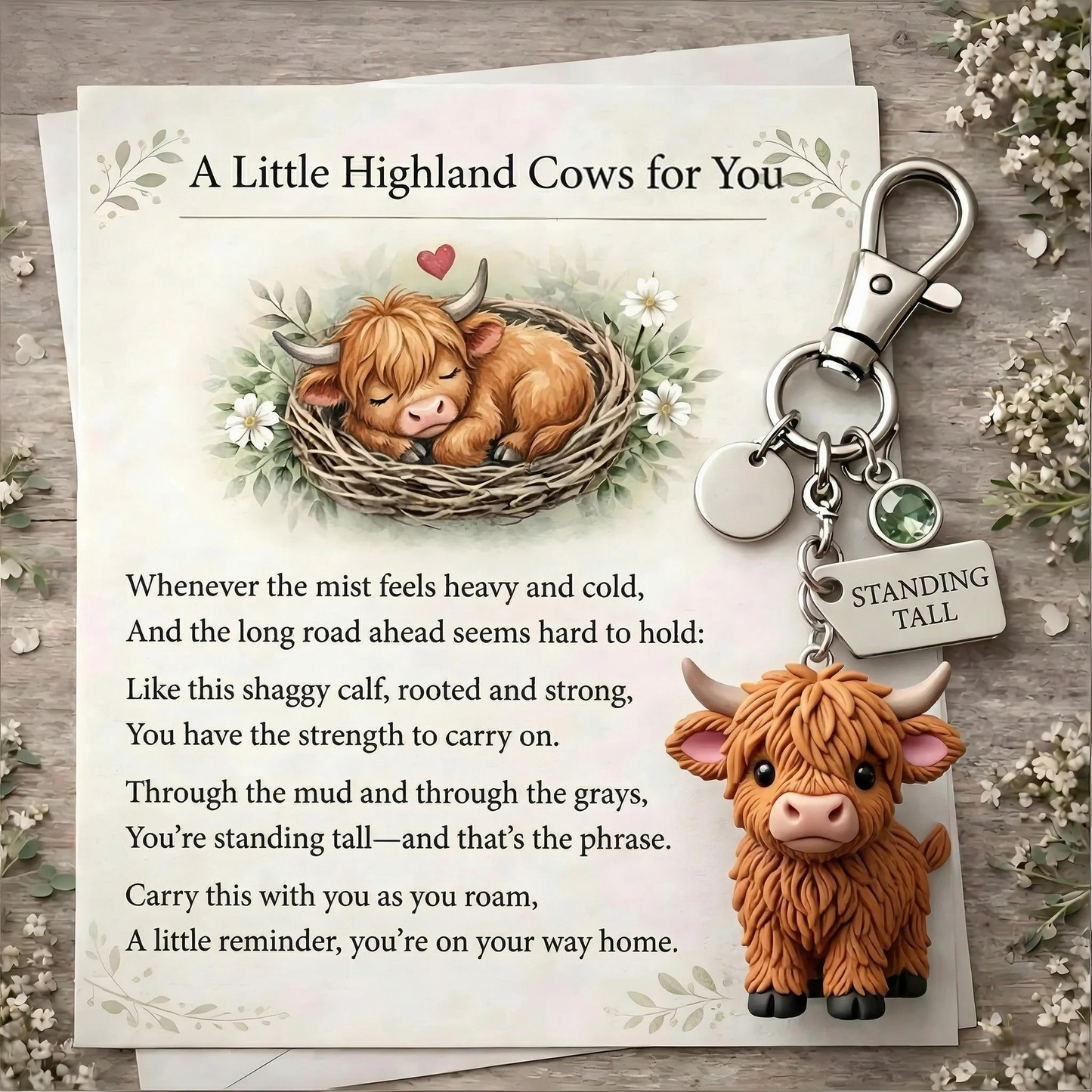 🐮A Little Highland Cows For You Keychain: Your Daily Reminder of Quiet Strength