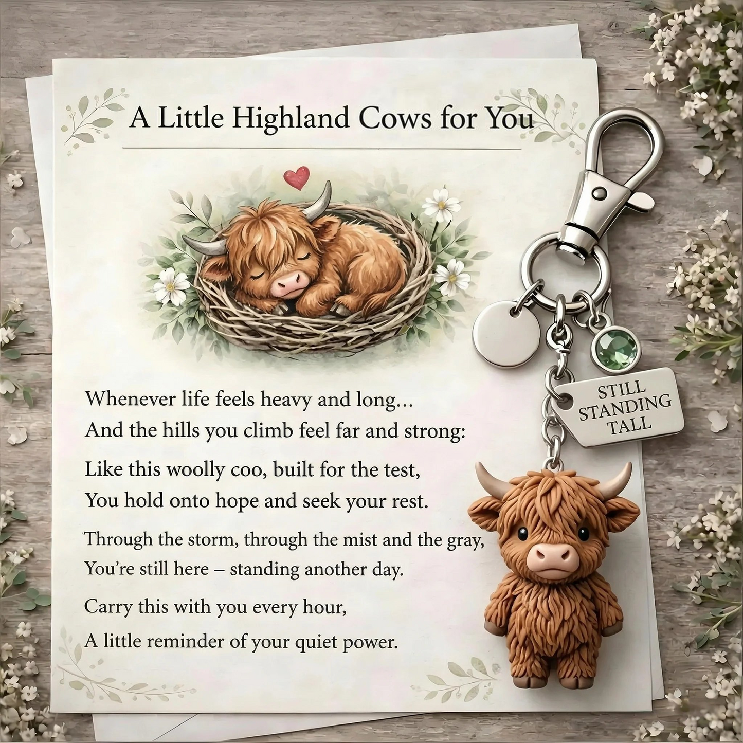 🐮A Little Highland Cows For You Keychain: Your Daily Reminder of Quiet Strength