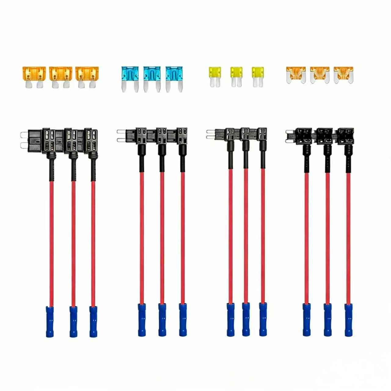 12 in 1 Universal Add-a-Circuit Kit (Micro2/Mini/LP/Std) – 12 Pcs Fuse Tap + 12 Pcs Fuse – No-Cut Solution for Car Dash Cam & LED🚗⚡