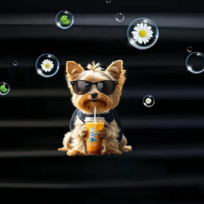 🎸🐶Strumming Yorkie Car Vent Clip