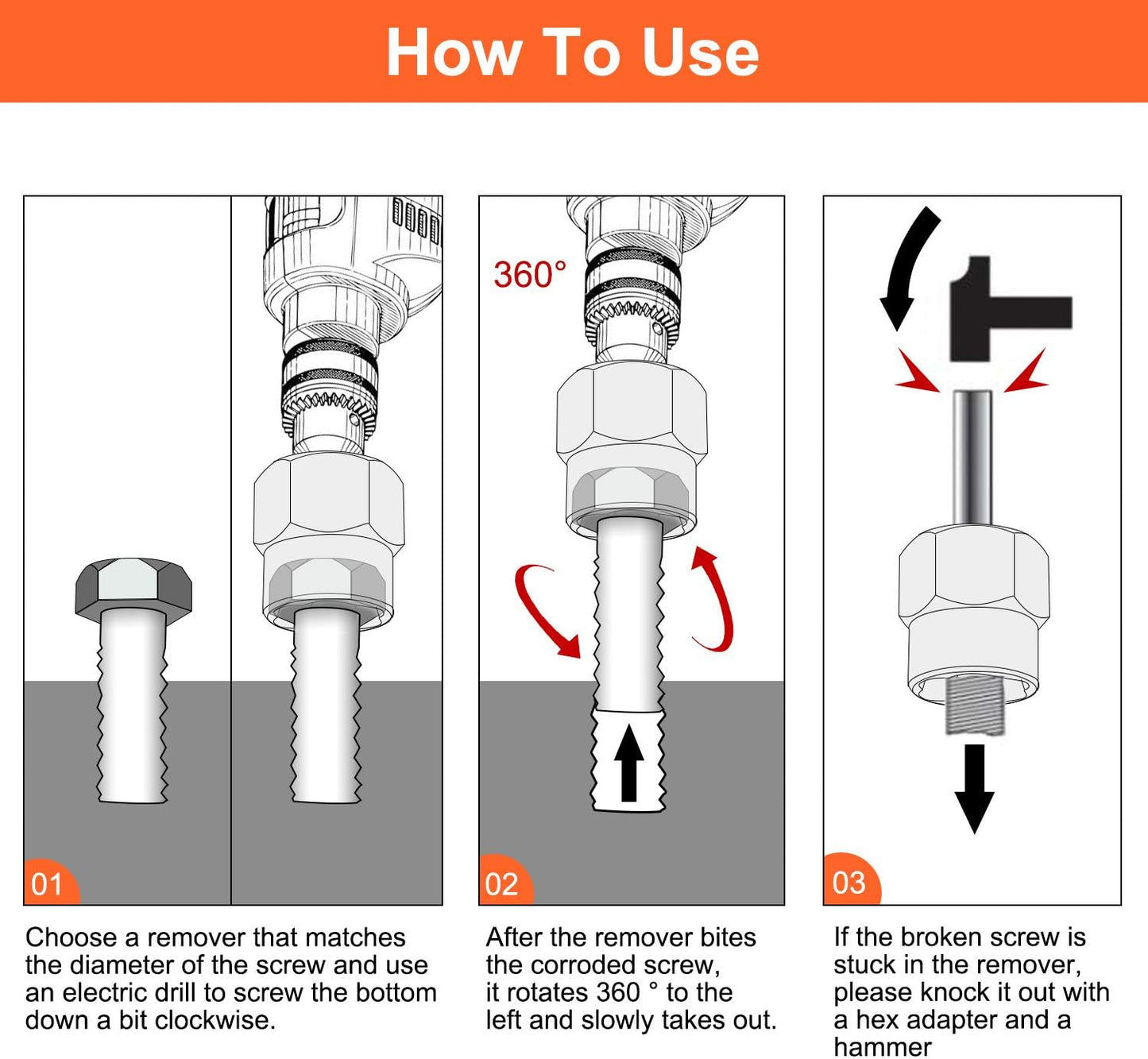 14 Pieces Impact Bolt & Nut Remover Set