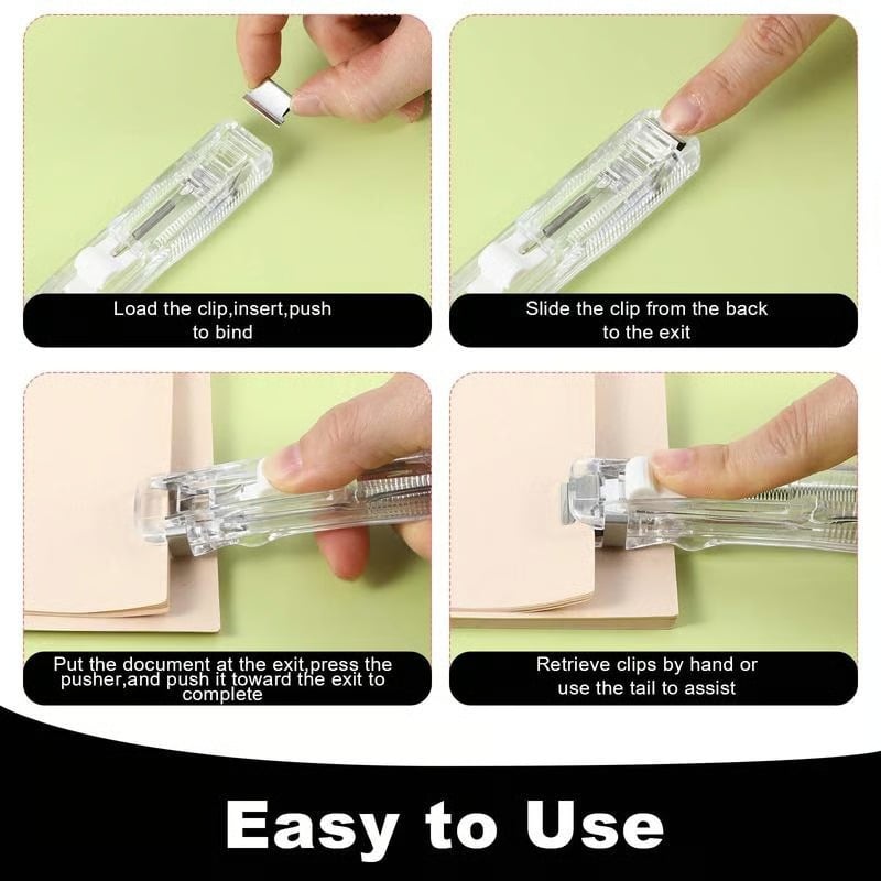 Portable Binder Clip Stapler- Includes 50 reusable clips