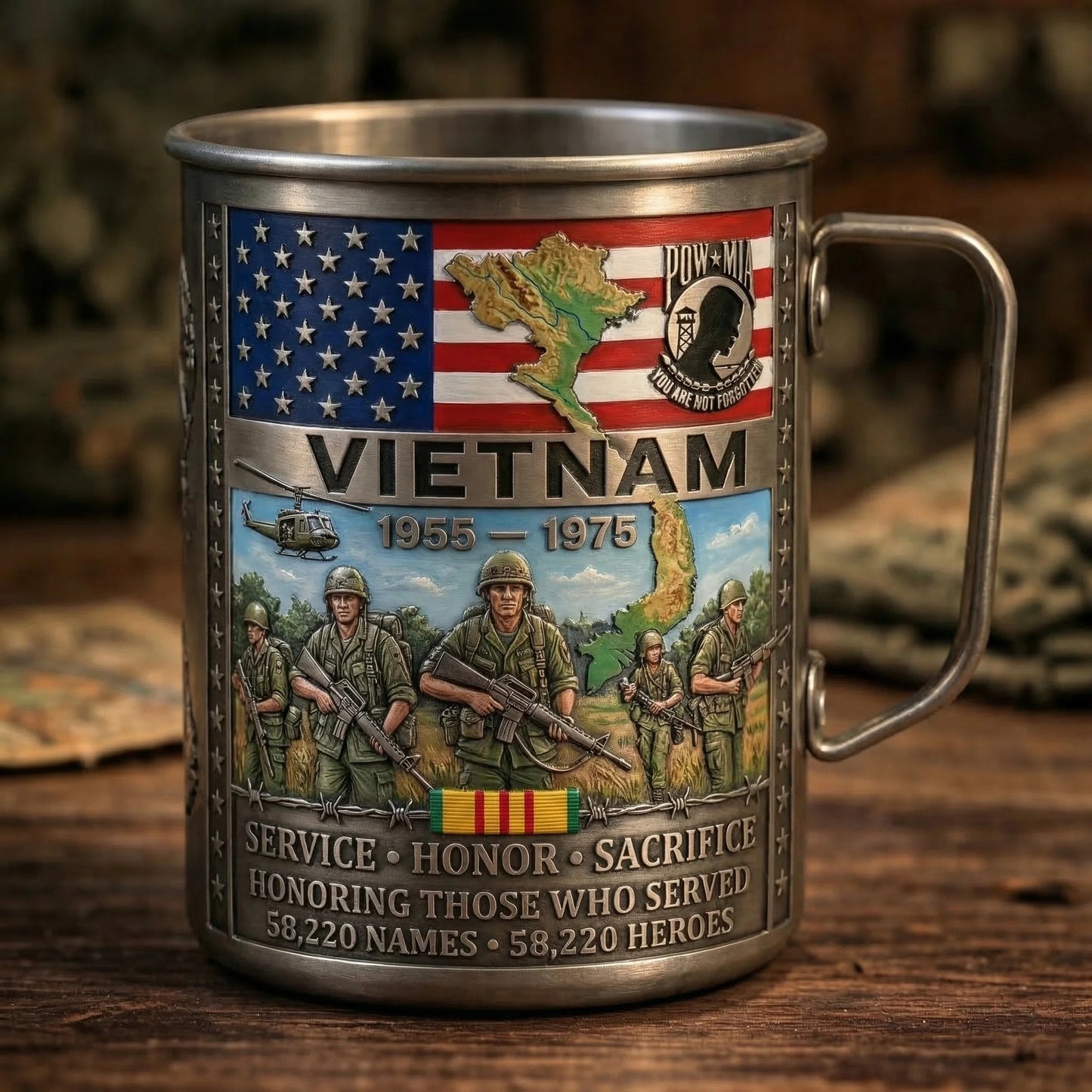 🎖️Vietnam Veteran Honor Coffee Mug – 1955-1975 Service Tribute