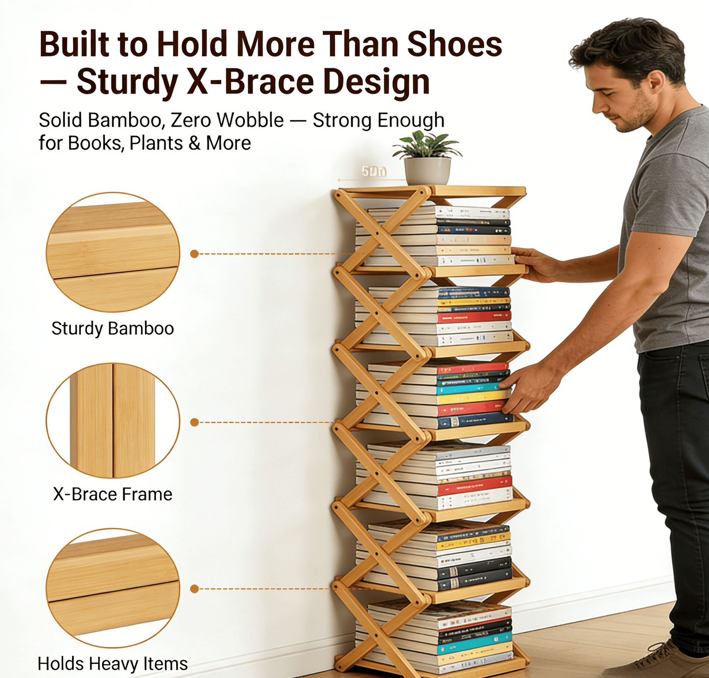 Instant-Use Bamboo Rack – 9 Tiers, No Tools Needed🌿👟
