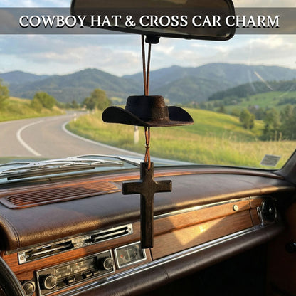 🤠Cowboy Hat & Cross Car Charm | A Ride with Style & Faith 🚗✨