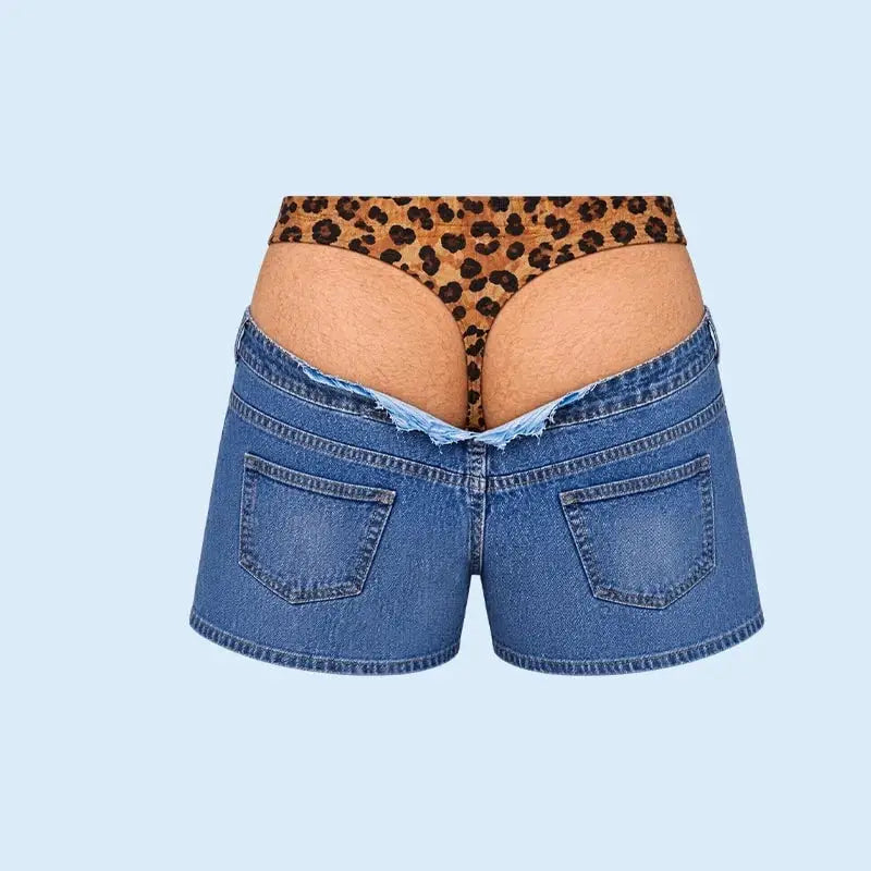 🔥LAST DAY 49% OFF - 😄Funny Leopard‐Print Fake Denim Swim Shorts | Novelty Illusion Beach Trunks