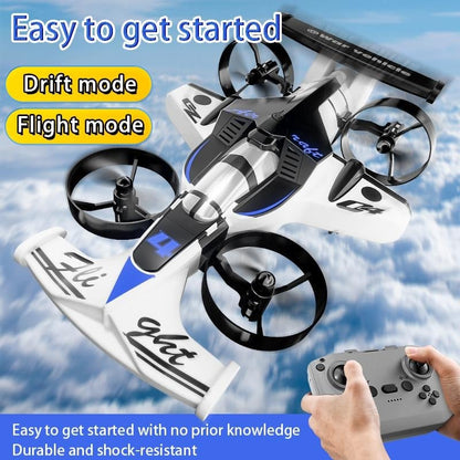RC Car & Plane 2-in-1 – Remote Control Land & Air Vehicle with 360° Drift Tires, One-Touch Takeoff & 3 Speeds