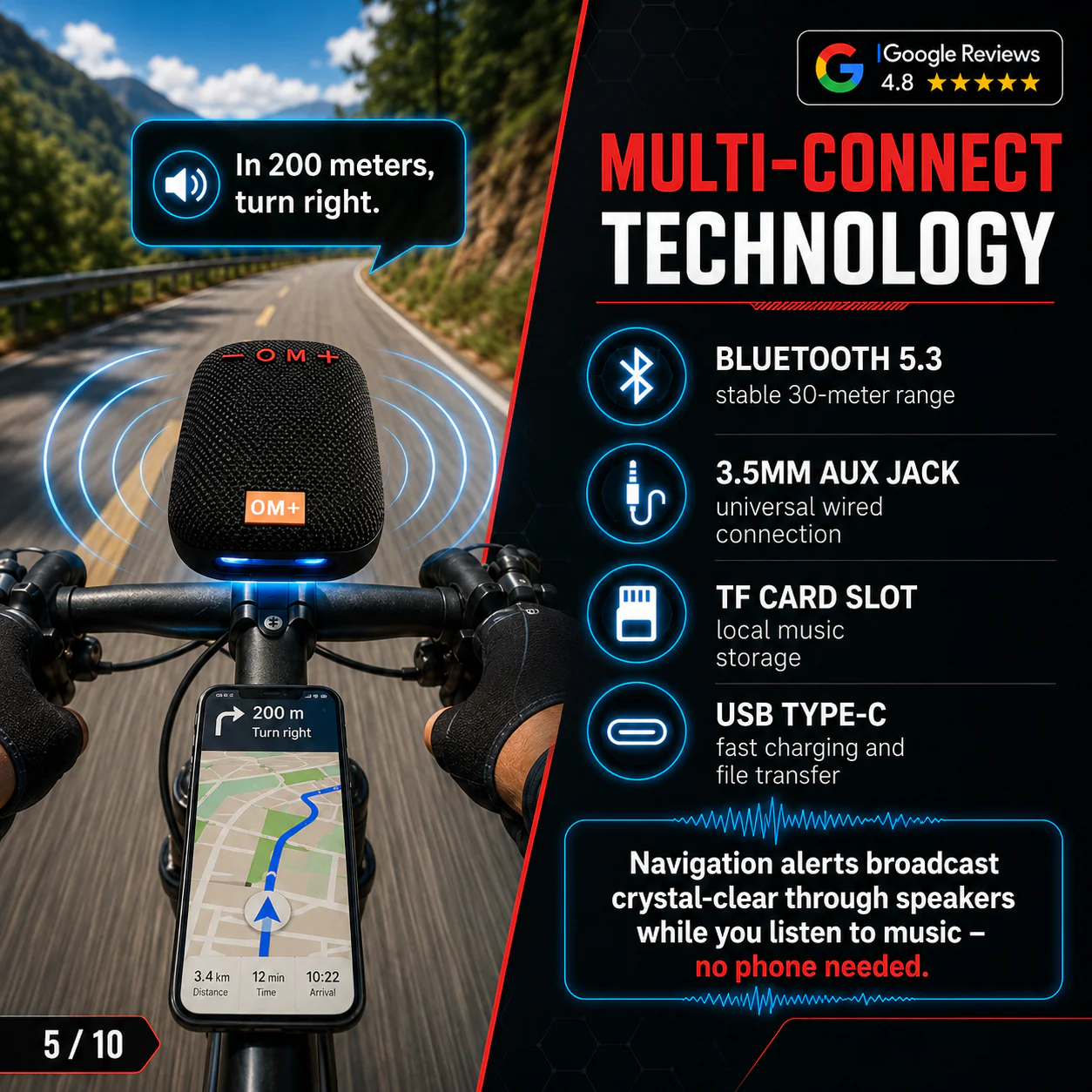Waterproof Bicycle Bluetooth Speaker with Mounting Bracket