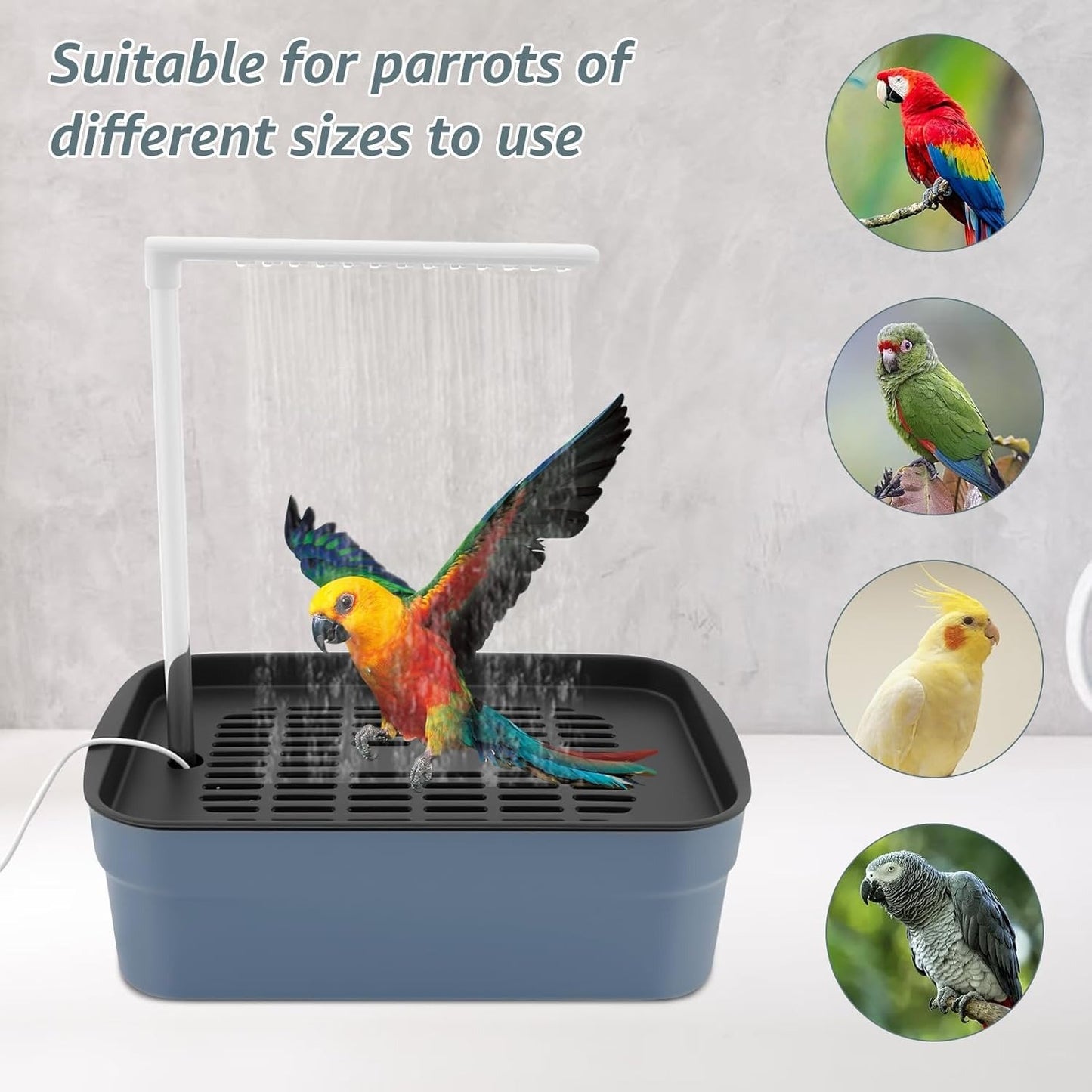 🦜💦Automatic ABS Bird Bath Shower, Parrot Bathtub with Circulating Faucet for Pet Bird