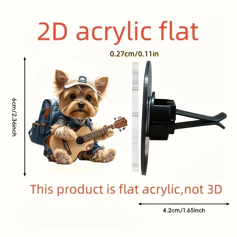 🎸🐶Strumming Yorkie Car Vent Clip