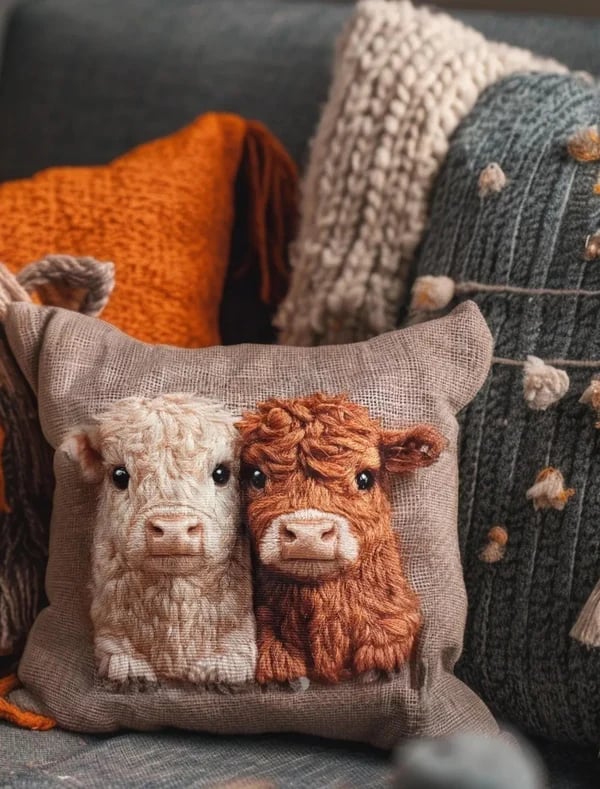 🐮💕 Personalized Scottish Highland Cattle Pillow Cover