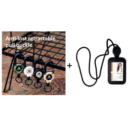 🏆Keychain with retractable carabiner 🎣 – 65 cm steel lanyard, sturdy badge holder, lightweight EDC accessory for keys, ID cards, and outdoor use