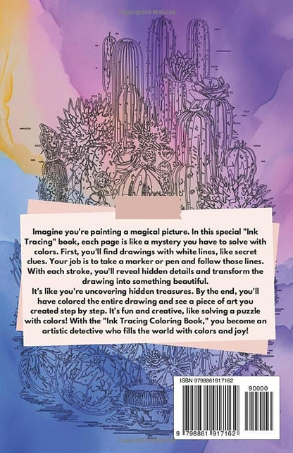 🎨✏️Ink Tracing Coloring Book - For Beginners & Stress Relief(📚Hardcover - No Bleed Pages)
