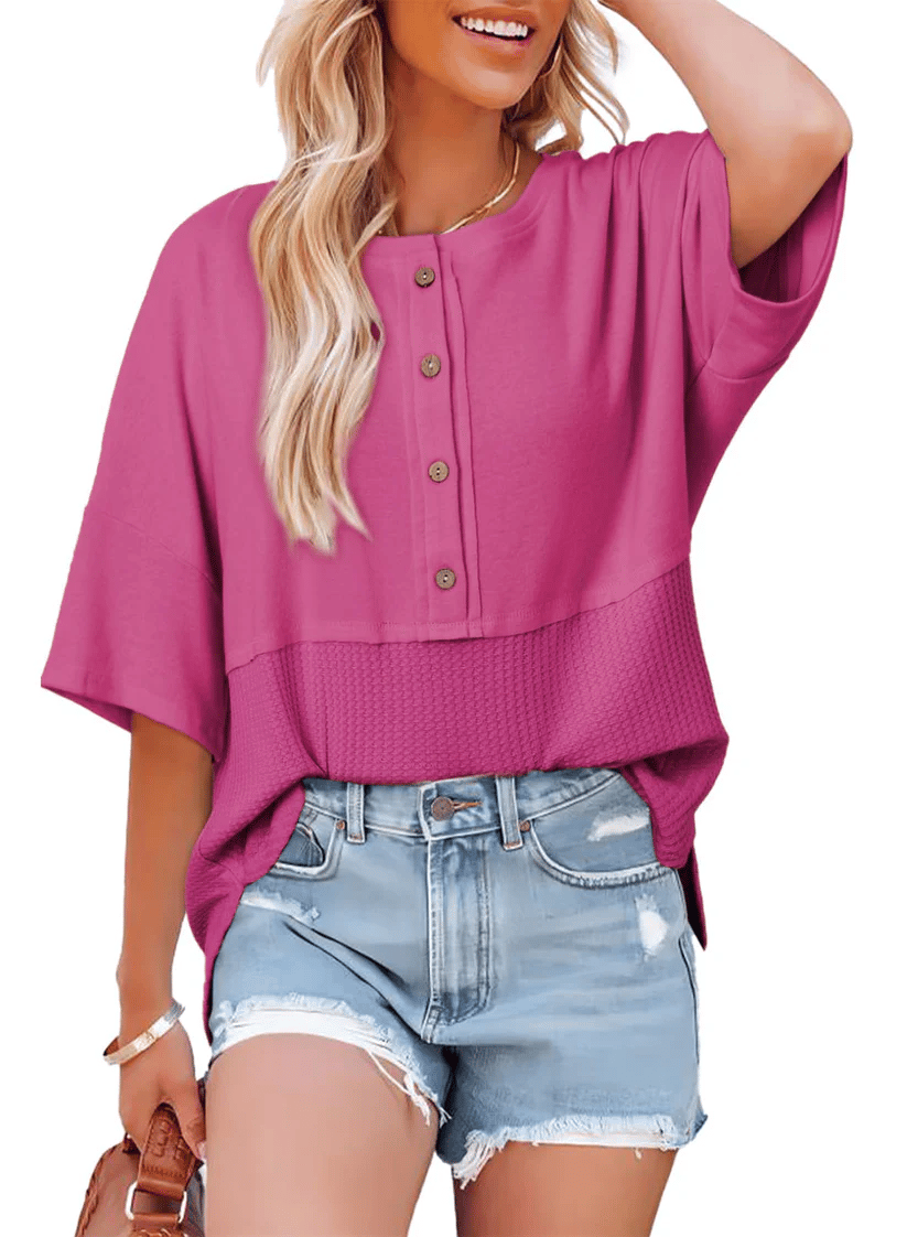 🔥New Arrival🔥Women's 3/4 Sleeve Casual Button Down Tops