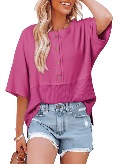 🔥New Arrival🔥Women's 3/4 Sleeve Casual Button Down Tops