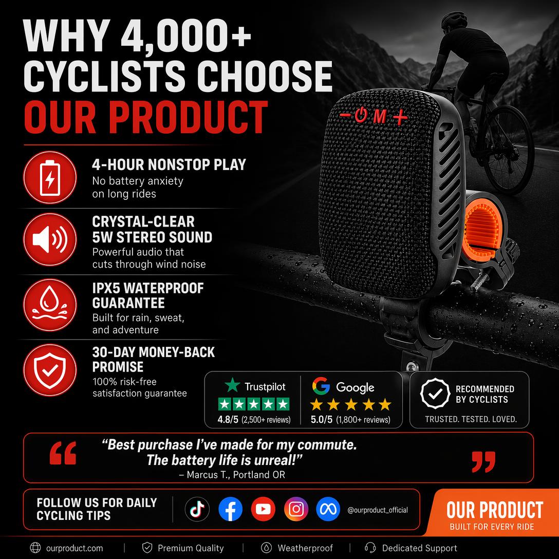 Waterproof Bicycle Bluetooth Speaker with Mounting Bracket