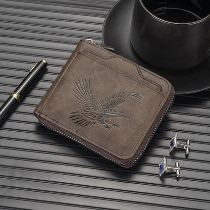 Men's Vintage Eagle Embossed Short Wallet
