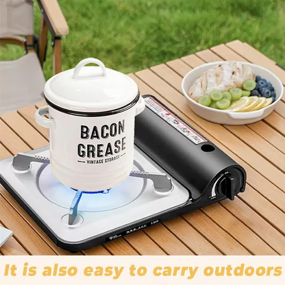 🎉New Year Sale—42 oz bacon grease container with strainer and food-grade silicone spatula