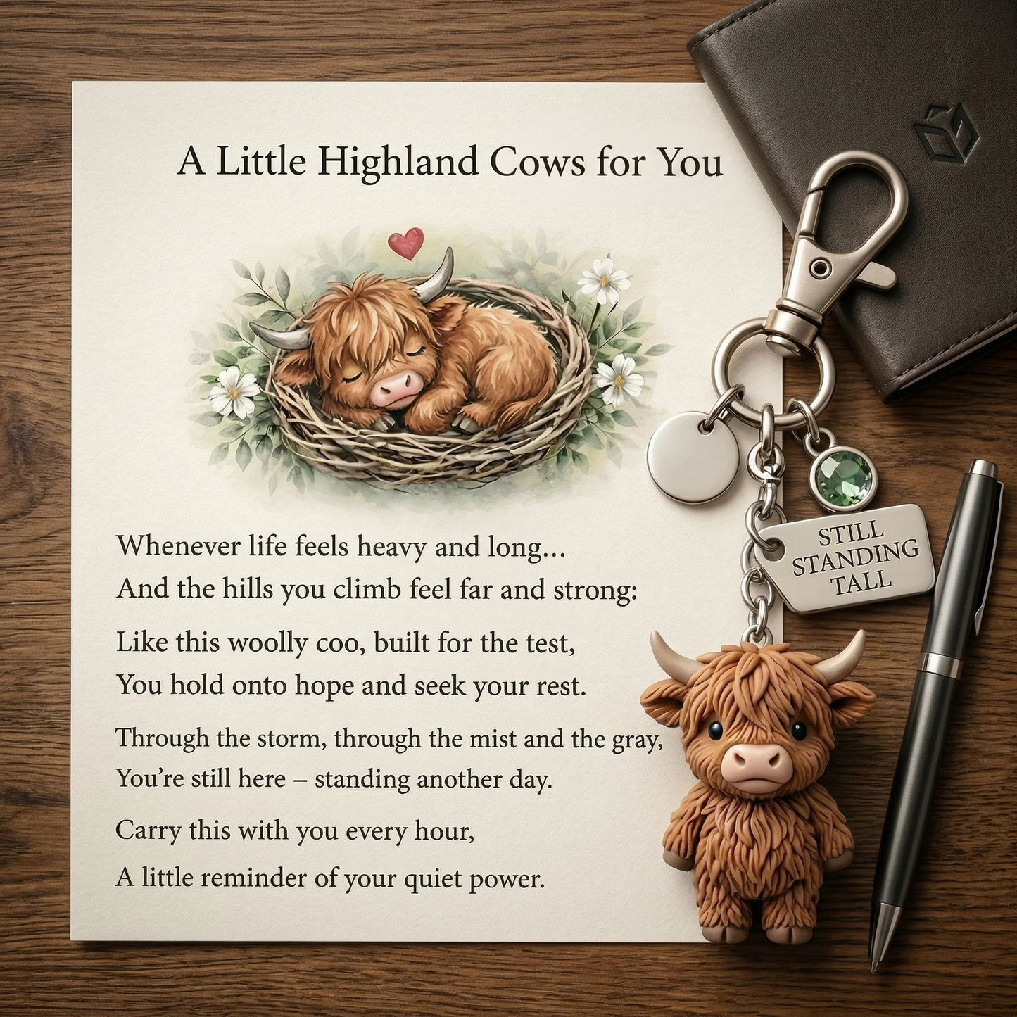 🐮A Little Highland Cows For You Keychain: Your Daily Reminder of Quiet Strength