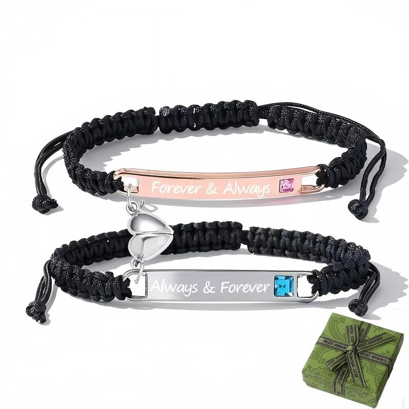 💖Valentine's Day Hot Sale - 💝 Adjustable couple bracelets with heart charm for love