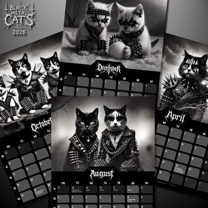 Black Metal Cats 2026 - Wall Calendar 2026