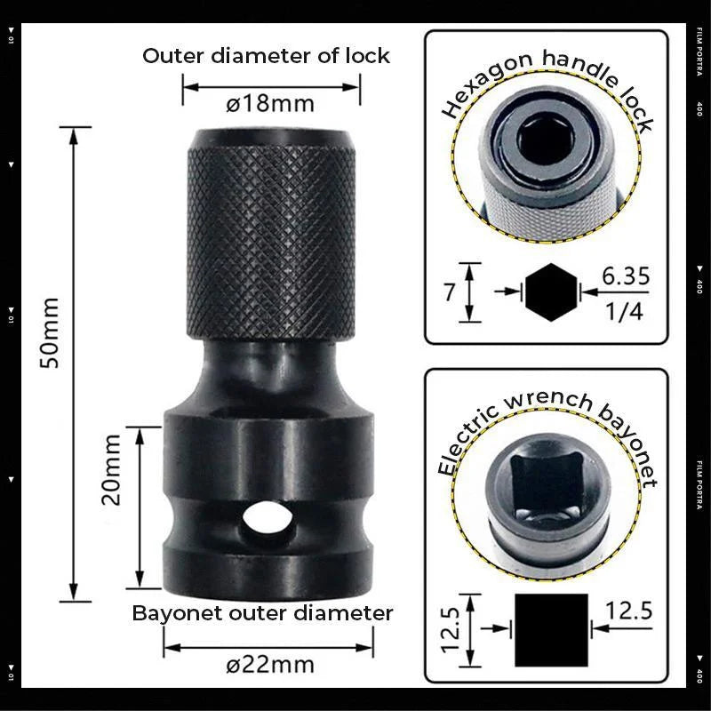 💥 1/4" Hex Shank Socket Converter – 1/2" to 1/4", Quick Release ⚙️