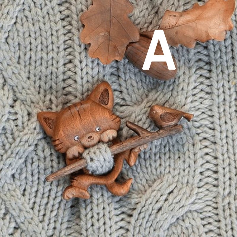 Wooden Animal Brooches