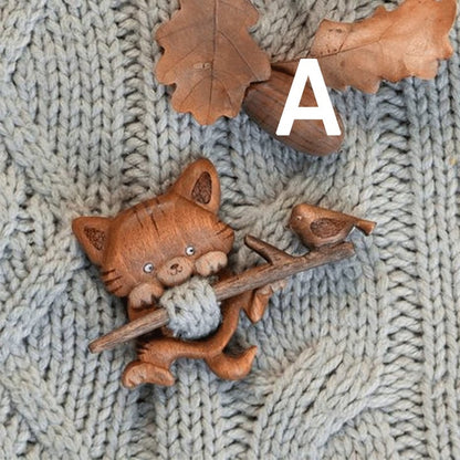 Wooden Animal Brooches